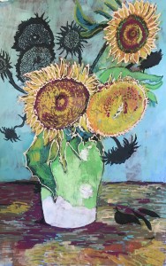 Van Gogh's Sunflowers Updated (Acrylic, Gauche) 12x18 $500 Framed SOLD