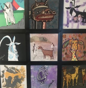 Etude de Goats (Take 2) Nine 8"x8" Framed $600 (Interchangeable) Will sell Individual Goats $50 each **Have 25 other 8"x8" goats framed on Art Board ** If interested ask to see current collection.